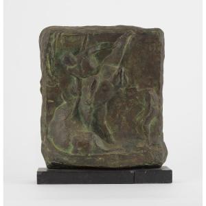 Manolo - Low Relief With Bullfighting - Bechini Foundry Stamp - Spain Late 19th Century